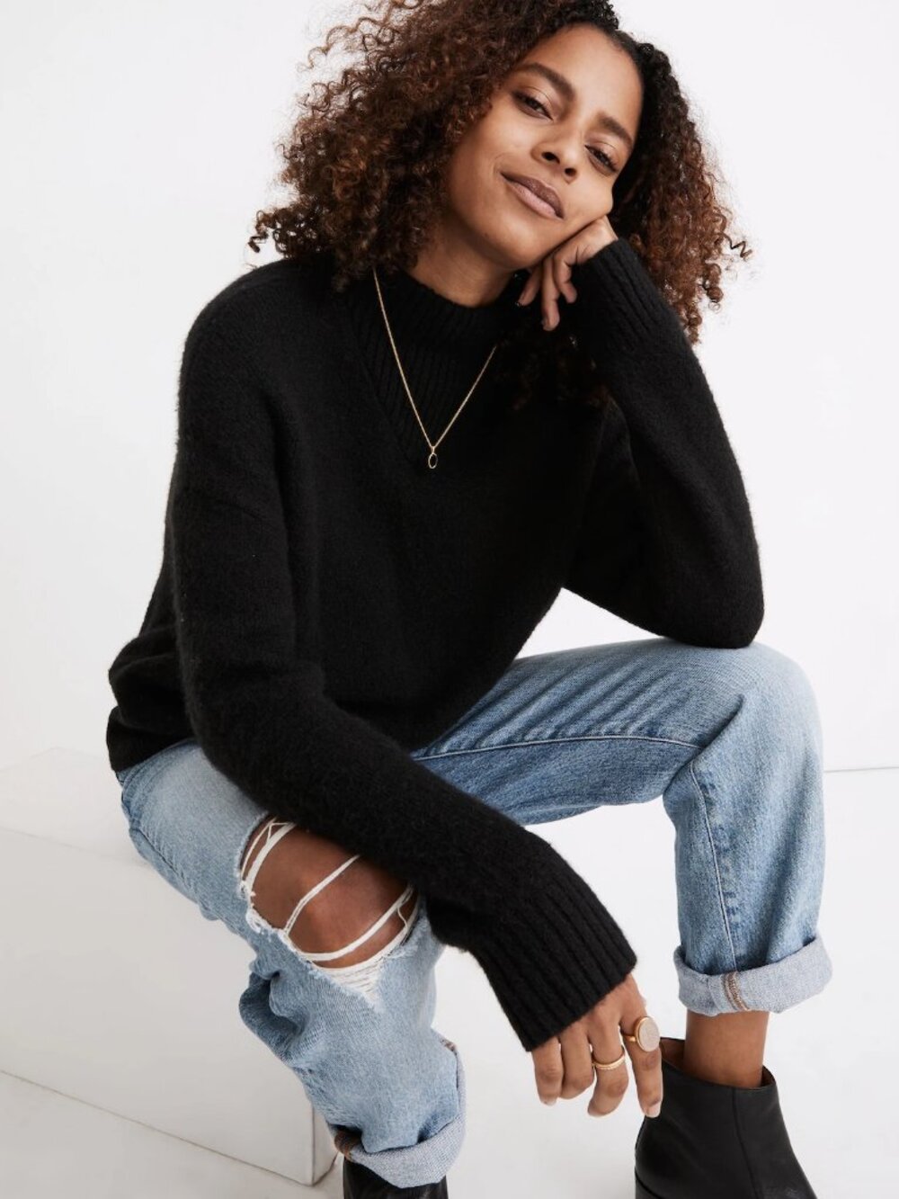 Madewell Dillon Mockneck Pullover Cropped Wool/Alpaca Blend Sweater Size XXS